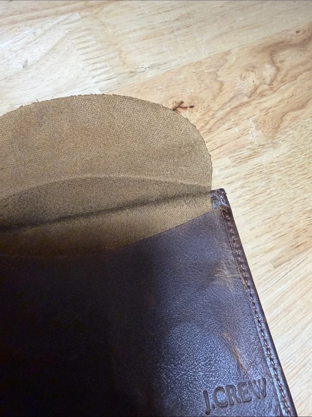 J. Crew Dark Brown Leather Bifold Card Holder